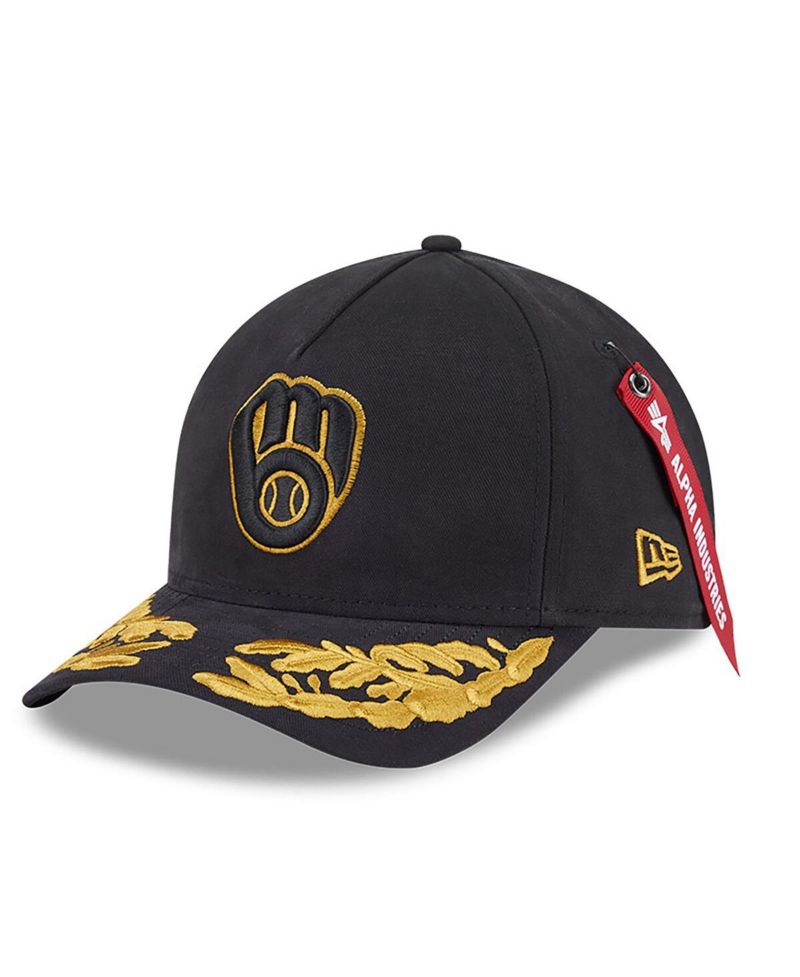 Men's Black Milwaukee Brewers A-Frame 9FORTY Adjustable Hat