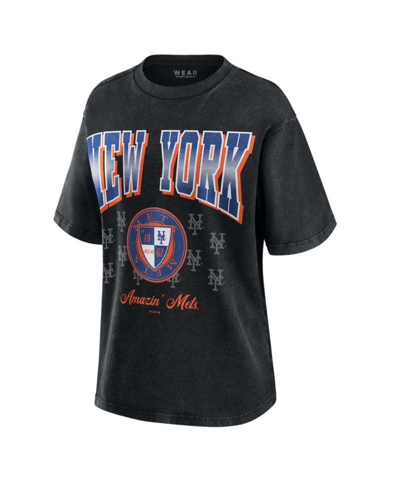 Women's Black New York Mets Oversized Boyfriend T-Shirt