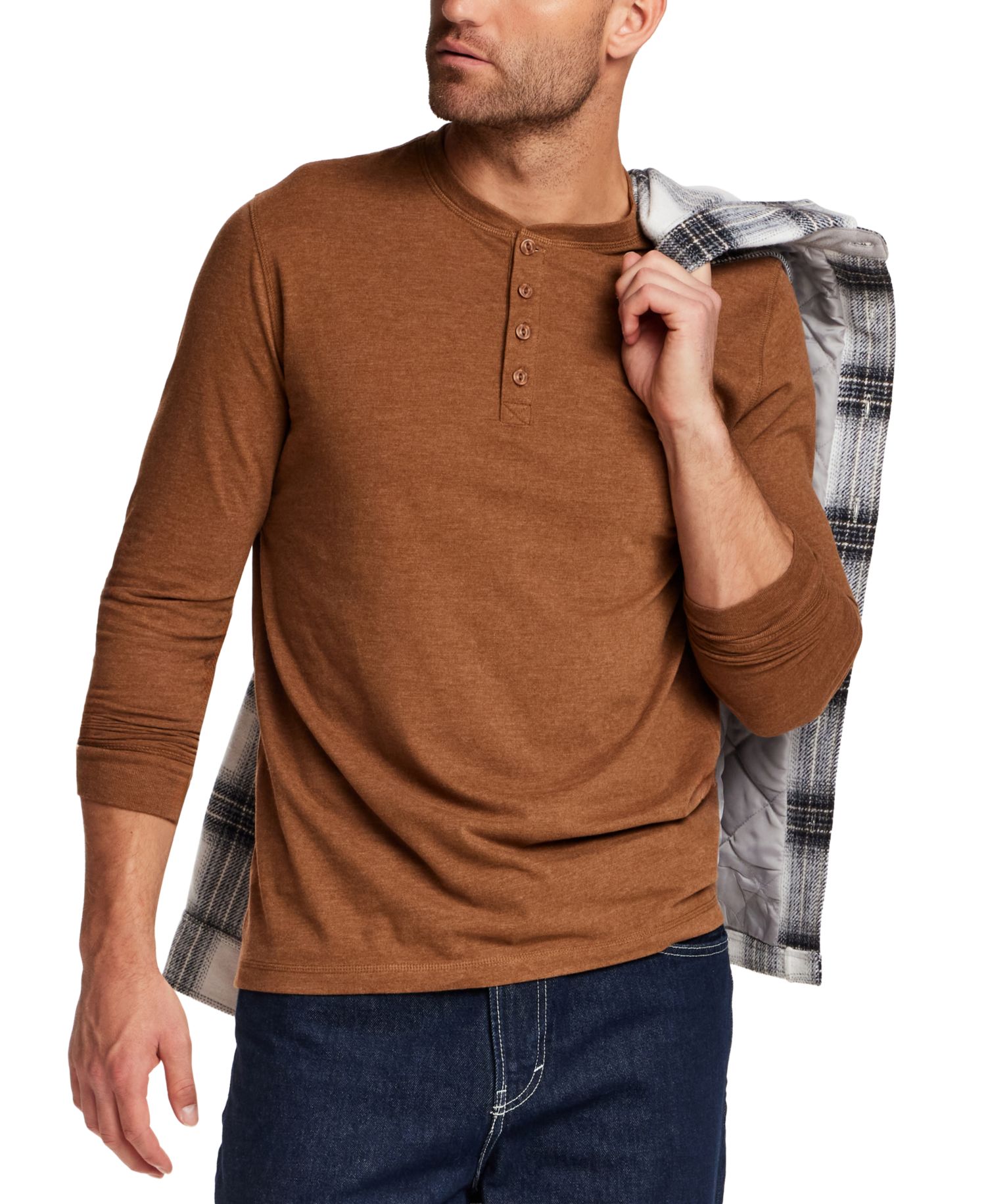 Мужская рубашка Henley с длинным рукавом