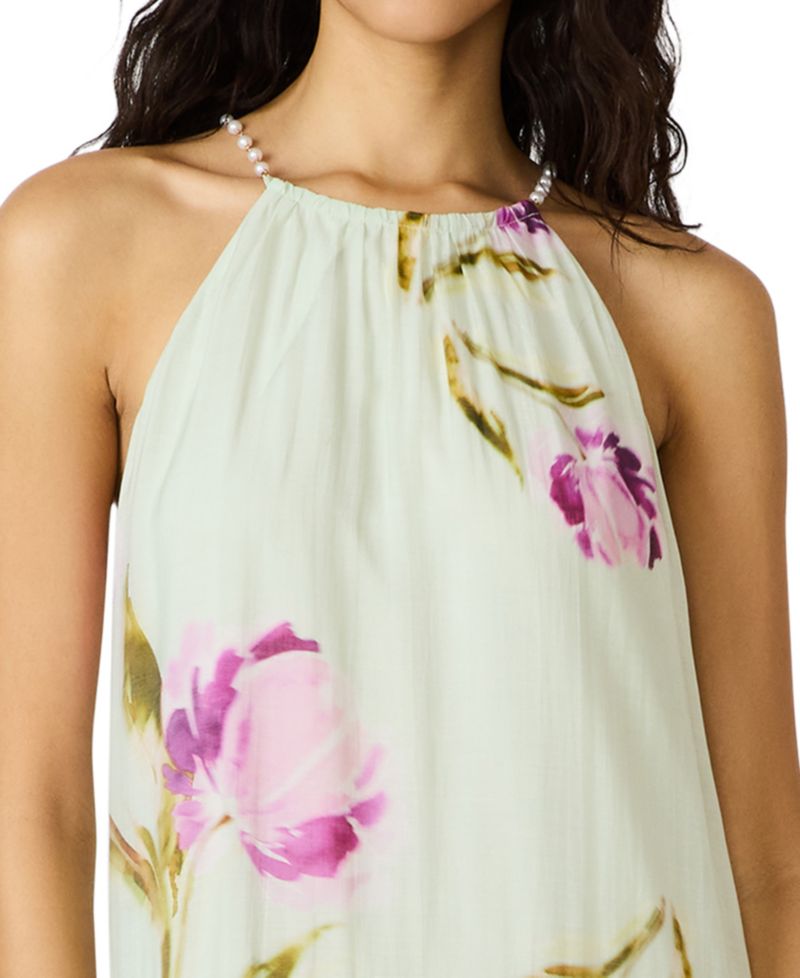Jamie Floral-Print Halter Tiered Dress