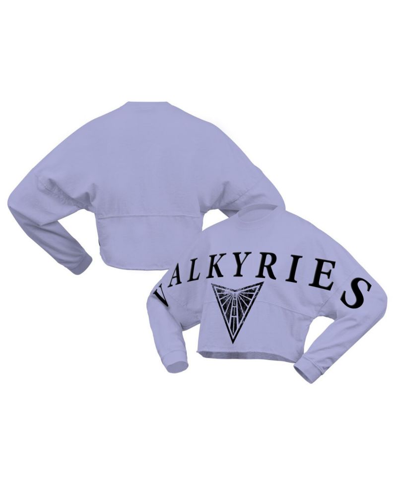 Women's Violet Golden State Valkyries Jumbo Print Oversized Cropped Long-Sleeve T-Shirt