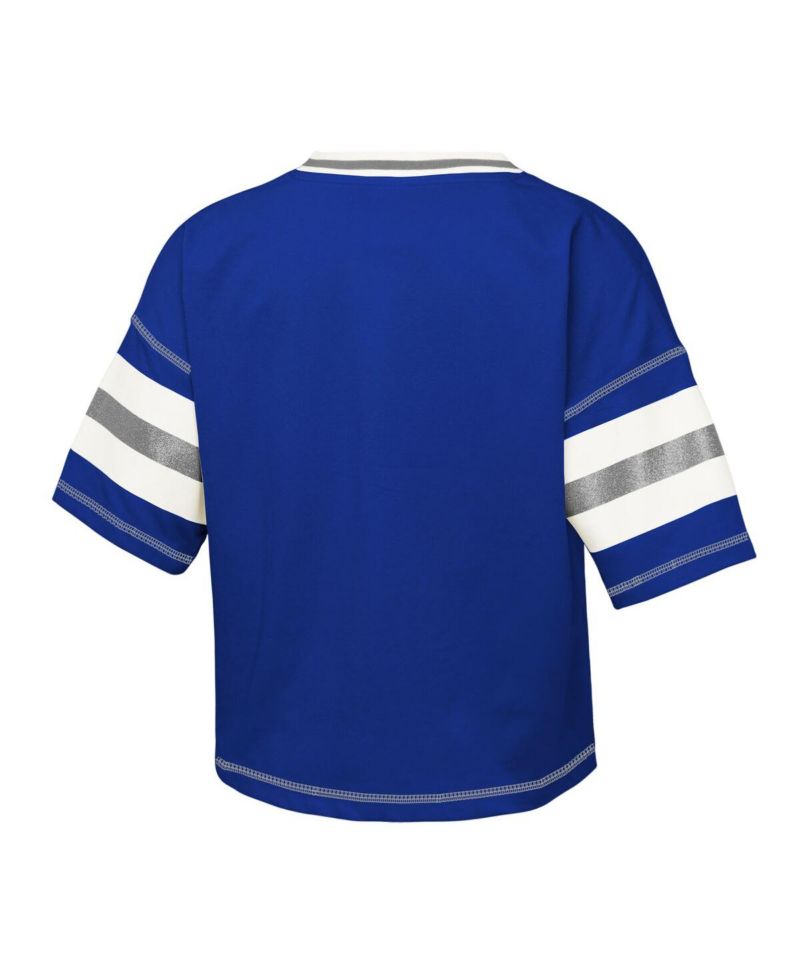Big Girls Royal Kentucky Wildcats Gridiron Jersey V-Neck T-Shirt