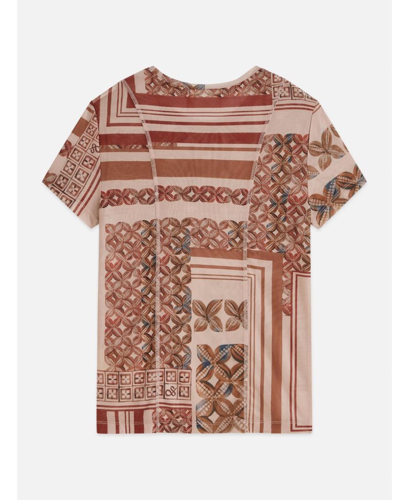 Women's Scotch and Soda Printed Mesh Slim-Fit T-Shirt