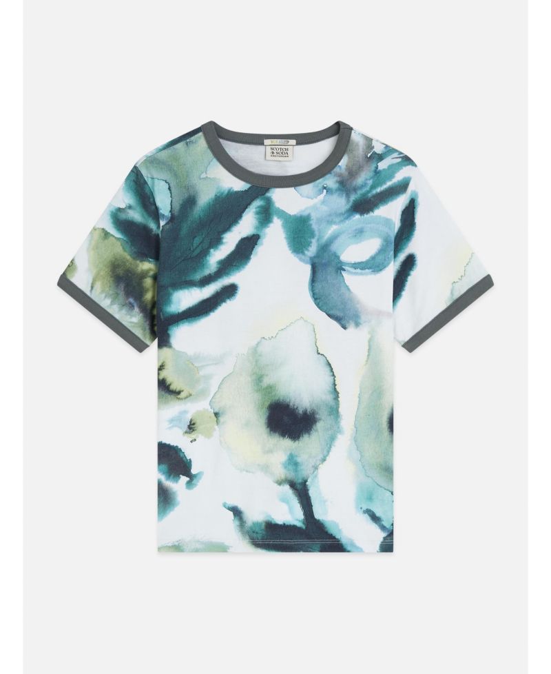 Women's Printed Cotton Short-Sleeve Crewneck T-Shirt