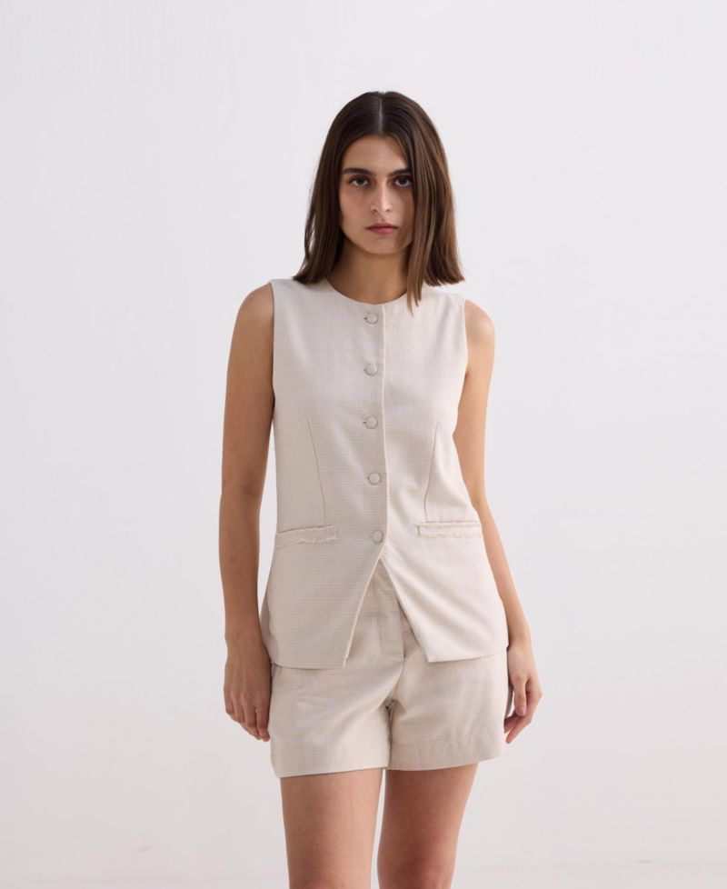 Women's Cotton Tweed Vest Jacket