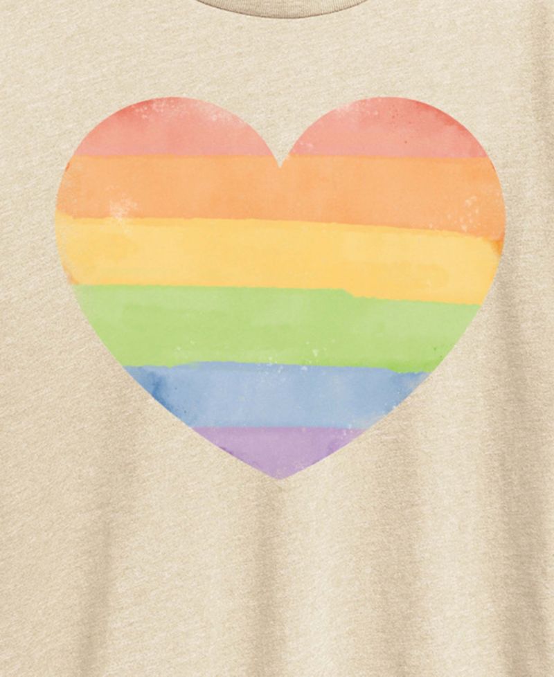 Plus Size Instant Message Rainbow Heart Vintage Faded Short-Sleeve Graphic T-Shirt