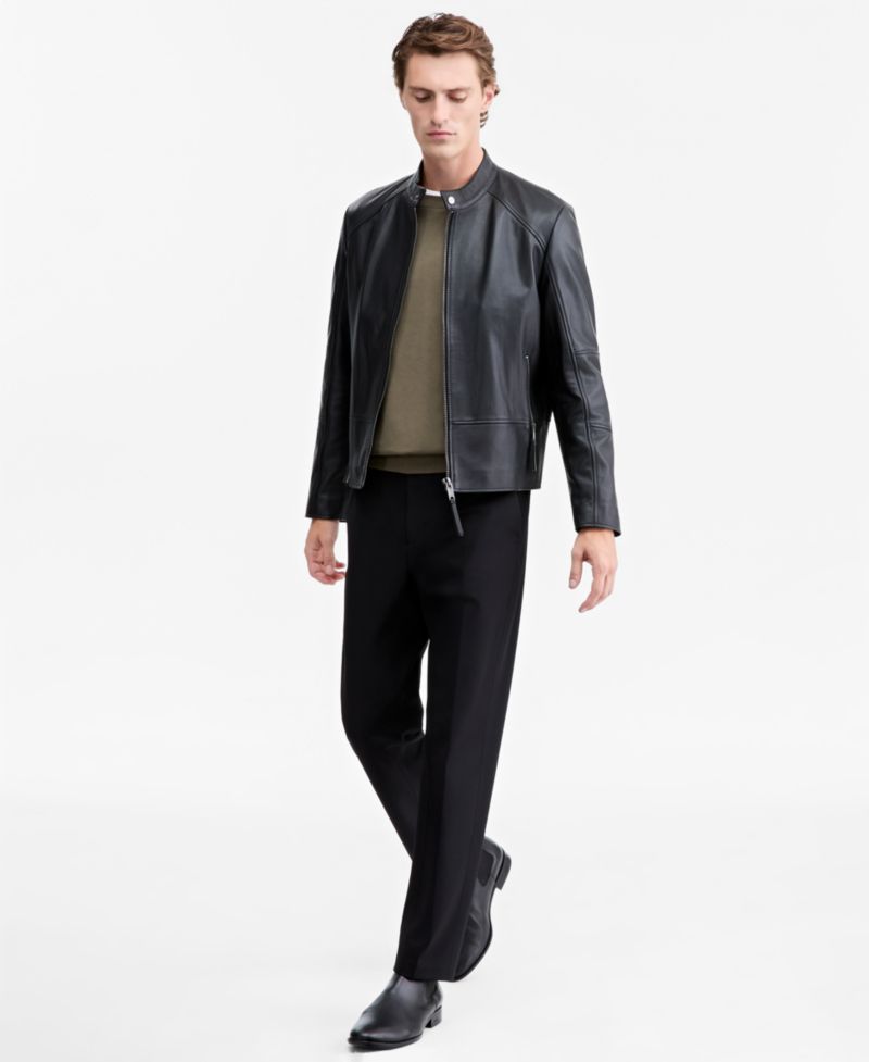 Men's Slim-Fit Biker Leather Jacket
