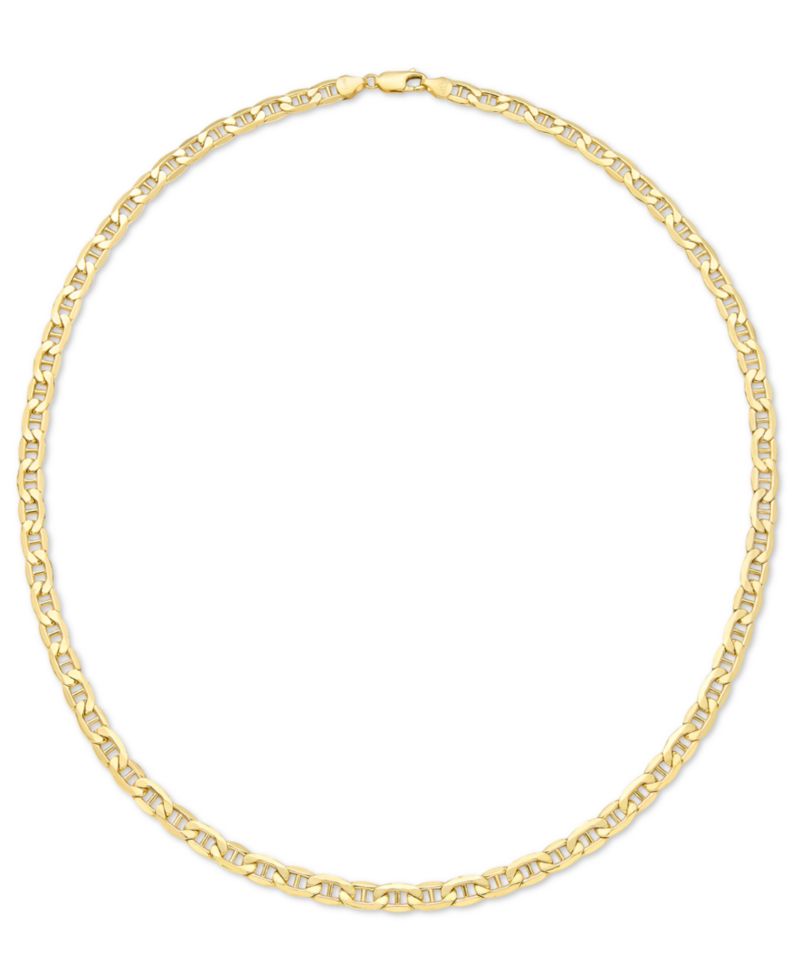 Lightweight Polished Mariner Link Chain Necklace Collection in 14k Gold (5.5MM)