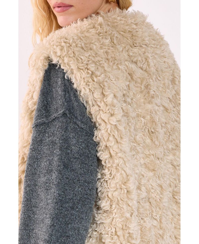 Women's Curly Faux Fur Borg Gilet