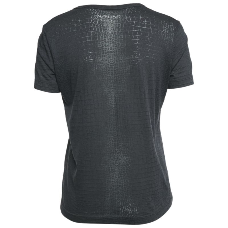 Women's Dark Grey Reptile Print Knit V-Neck Top
