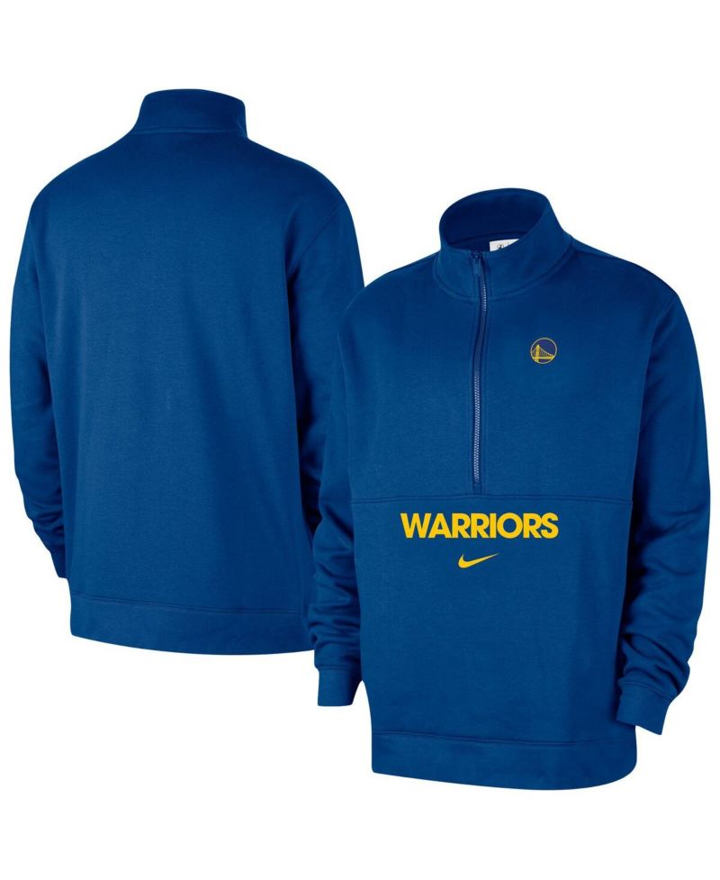 Men's Blue Golden State Warriors Courtside Club Half-Zip Jacket