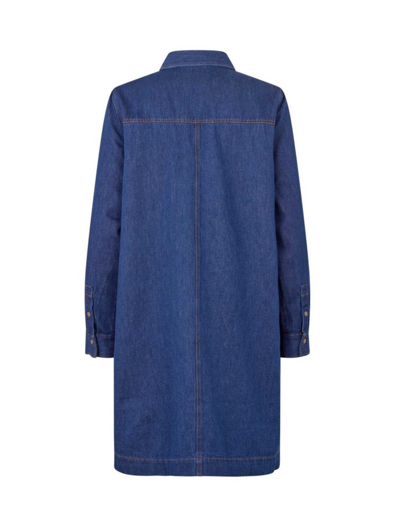 Women's Denim Long Sleeve Collared Long Shirt