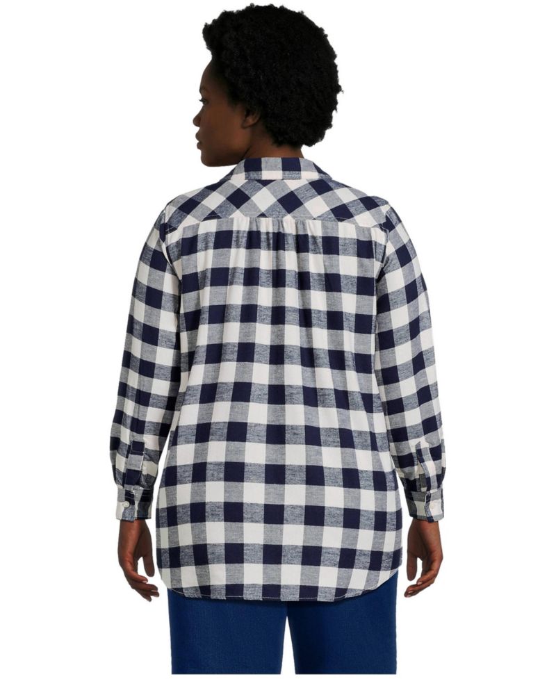 Plus Size Flannel Boyfriend Long Sleeve Shirt