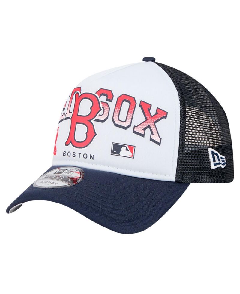 Men's White Boston Red Sox Retro Wordmark 9FORTY A-Frame Trucker Adjustable Hat