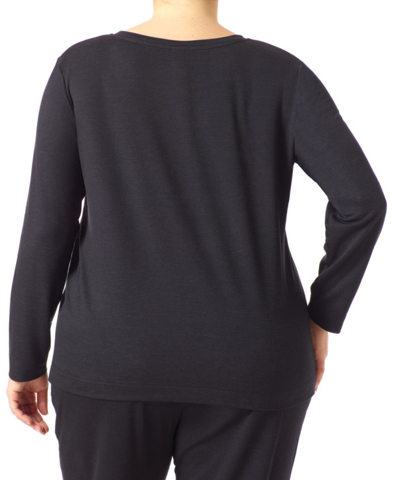 Plus Size Solid Long Sleeve Lounge T-Shirt