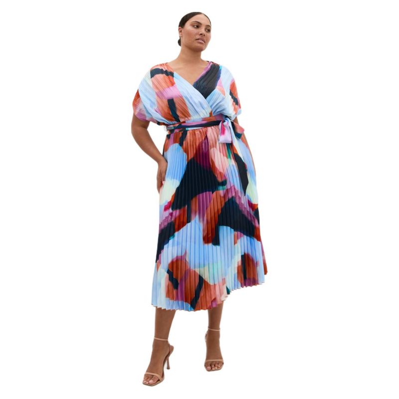 Women's Print Pleat Midi Dress