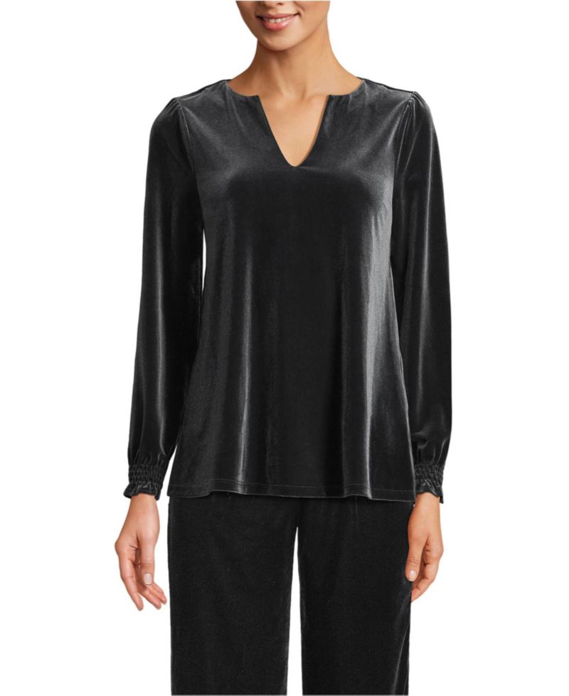 Women's Long Sleeve Velvet Blouse
