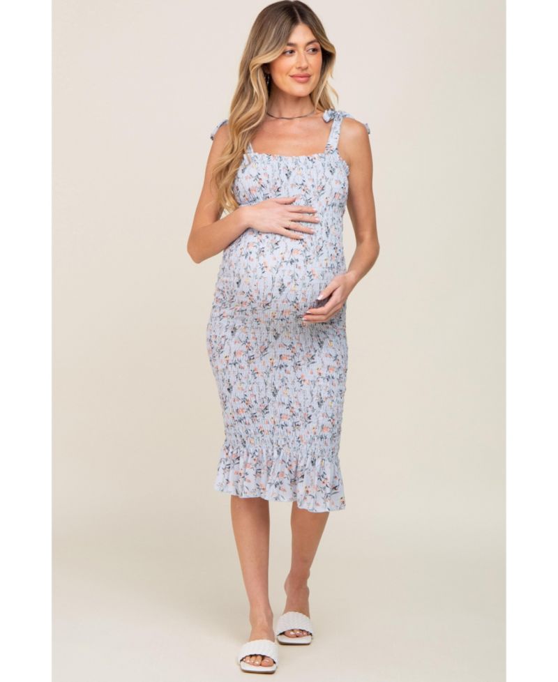Women's Light Floral Smocked Fitted Dress