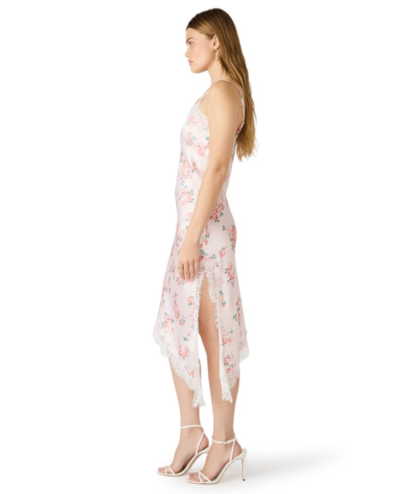 Women's Printed V-Neck Asymmetric Midi Dress
