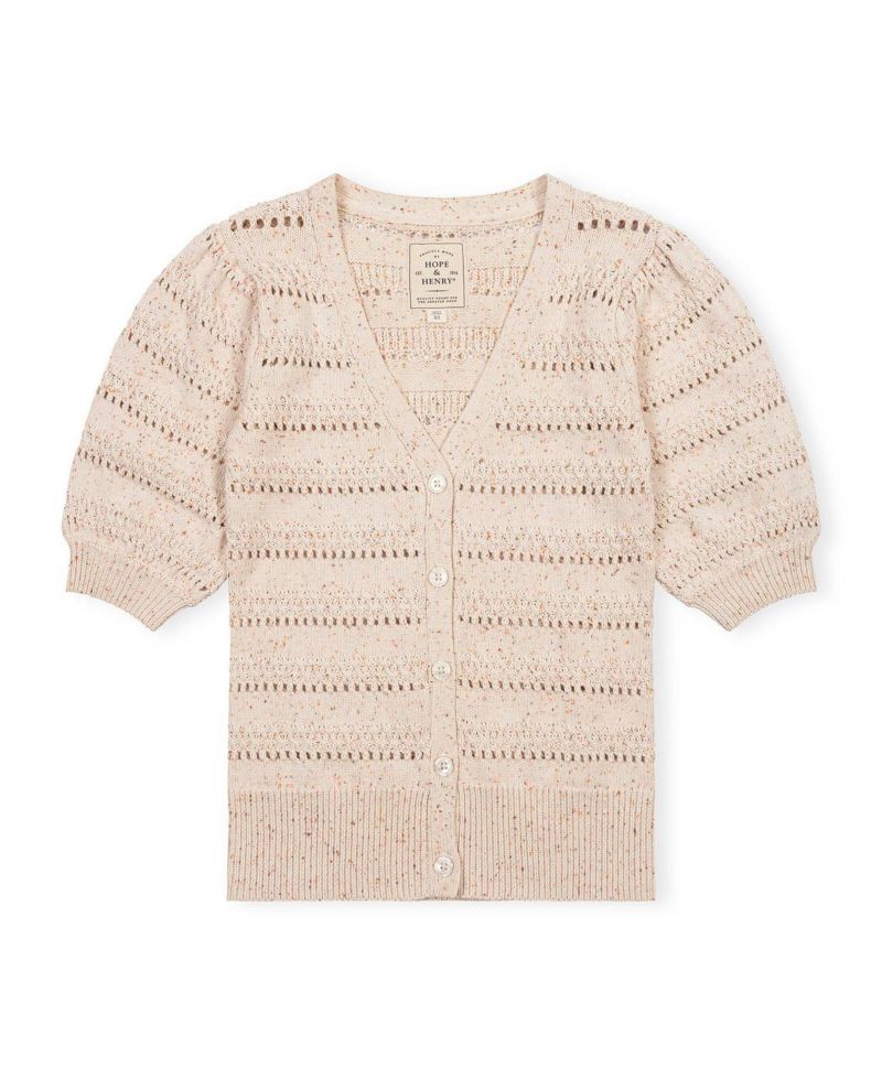 Women's Organic Puff-Sleeve Button-Front Sweater