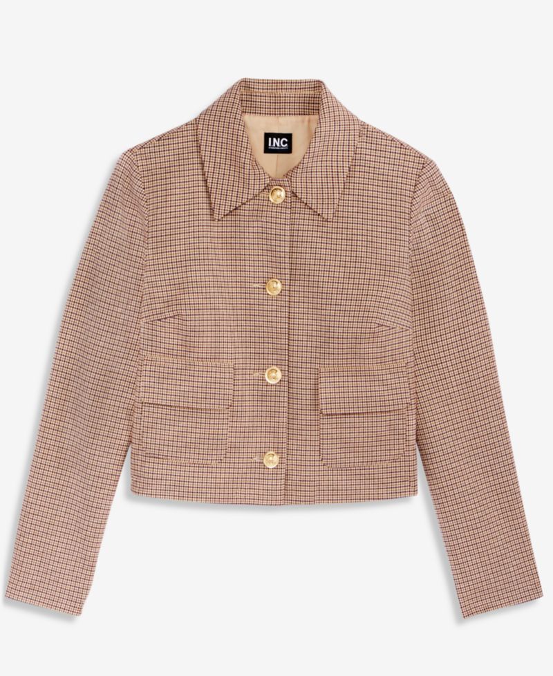 Petite Plaid Cropped Jacket