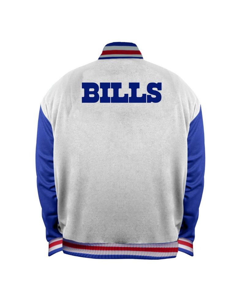Women's White Buffalo Bills Throwback Plus Size Full-Snap Satin Jacket