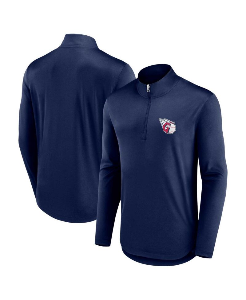 Men's Navy Cleveland Guardians Quarterback Quarter-Zip Top