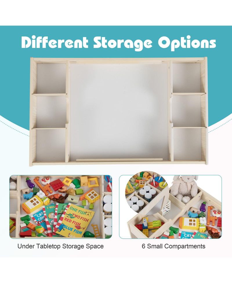 Multifunctional Kids Table and Chairs Set with Chalkboard