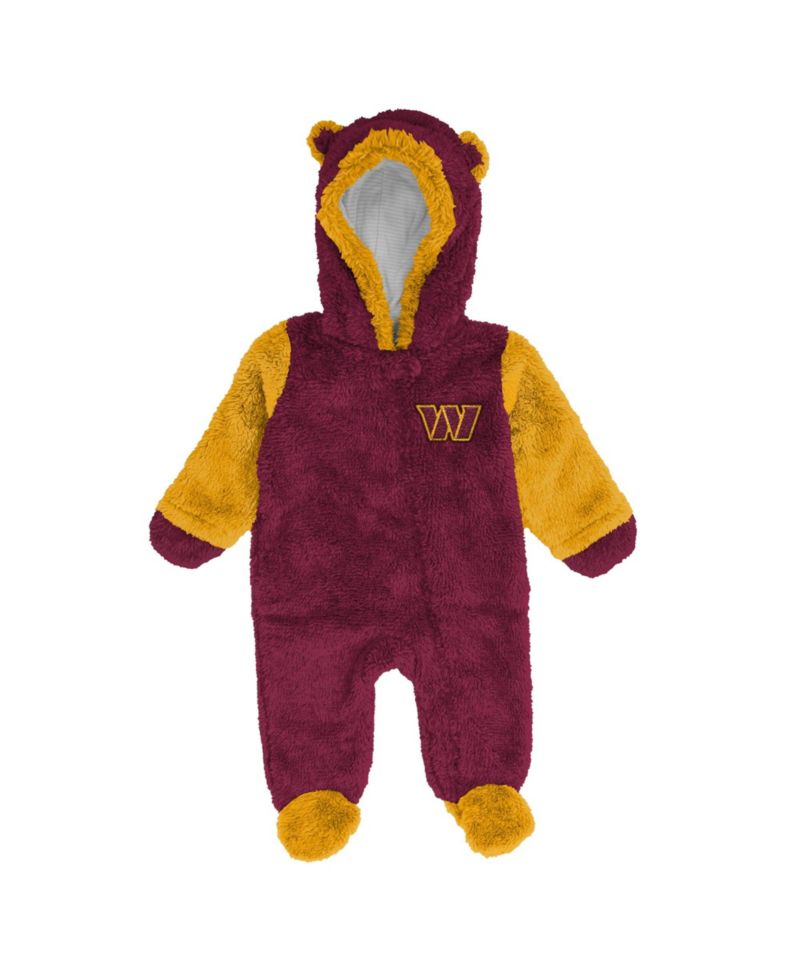 Baby Boys and Girls Burgundy Washington Commanders Teddy Fleece Bunting Full-Zip Sleeper