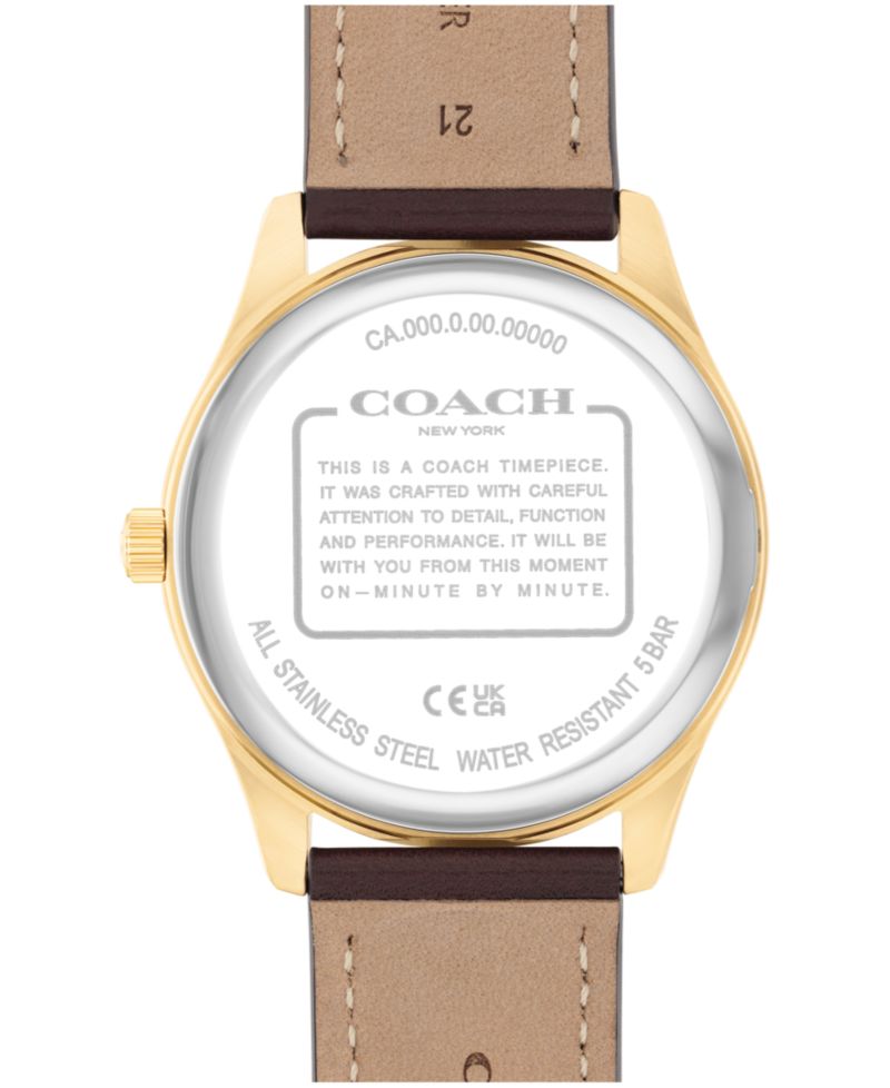 Men's Oliver Brown Leather Calfskin Strap Watch, 41mm