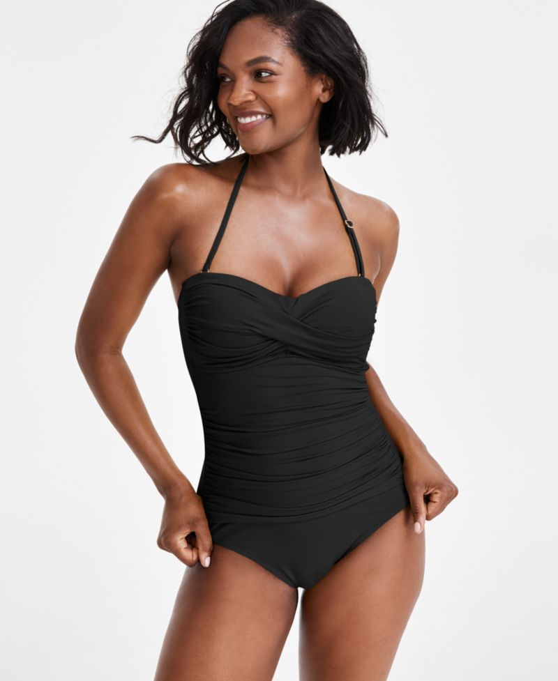 Women's Twist-Front Ruched One-Piece Swimsuit