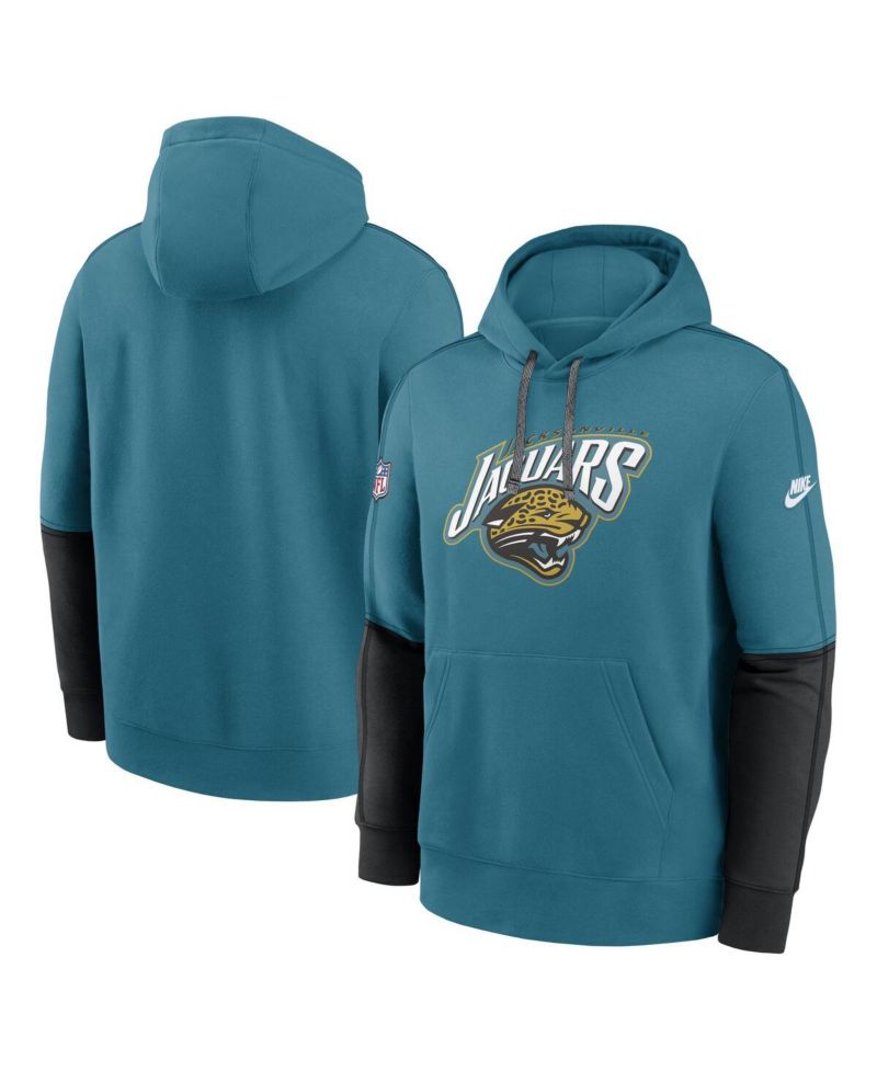 Men's Teal Jacksonville Jaguars Throwback Alternate Logo Team Issue Club Pullover Hoodie