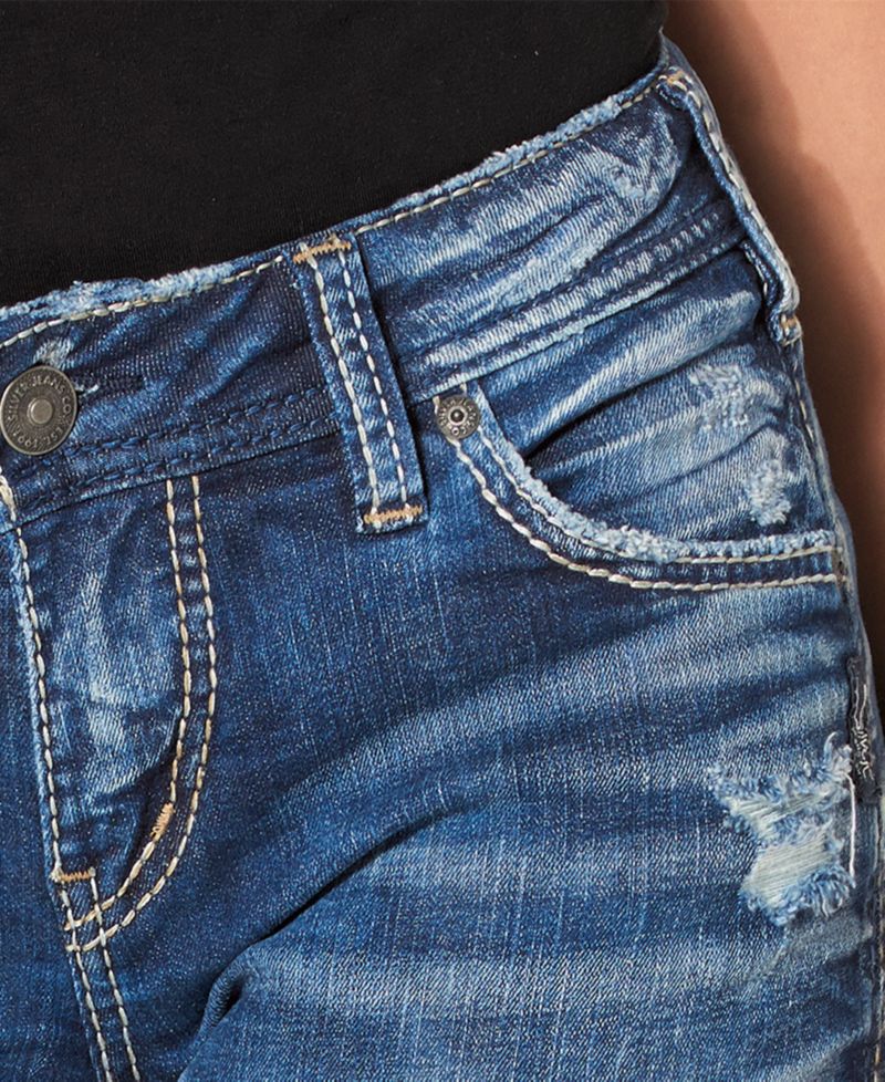 Mid Rise Distressed Girlfriend Jeans