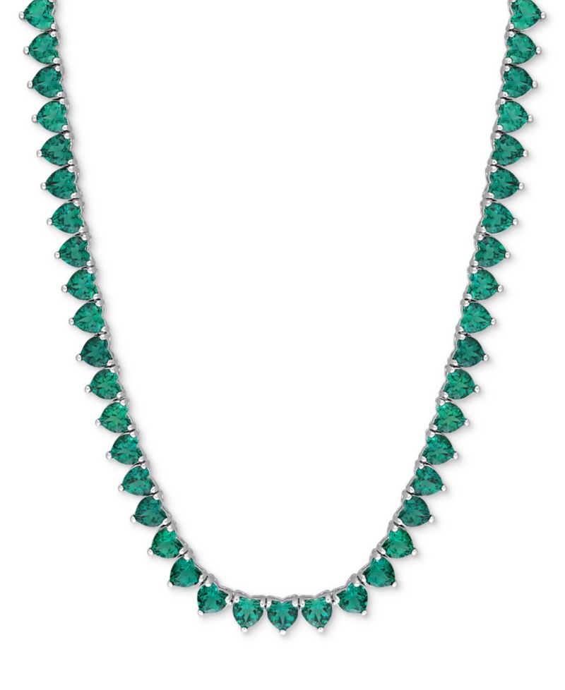 Lab Grown Emerald (24 ct. t.w.) 18" Collar Necklace in Sterling Silver