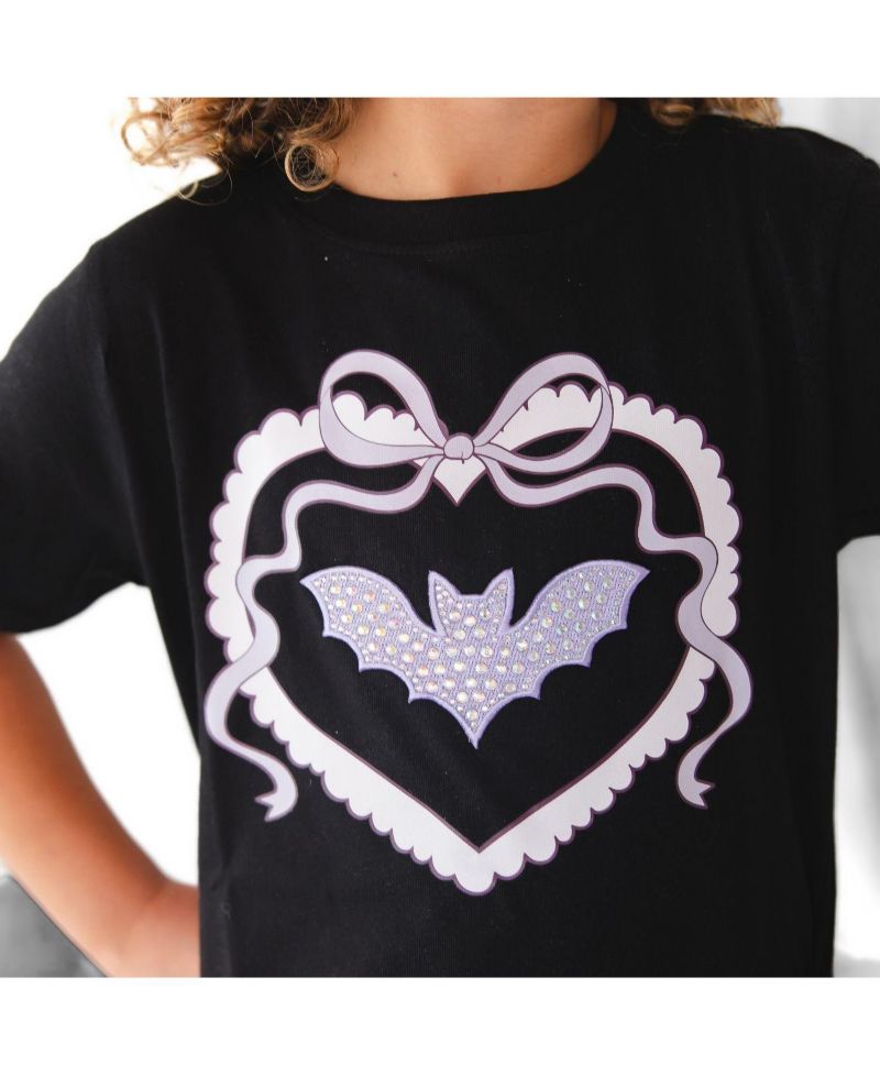 Girls' 4-16 Rhinestone Bat Patch Halloween Short-Sleeve T-Shirt
