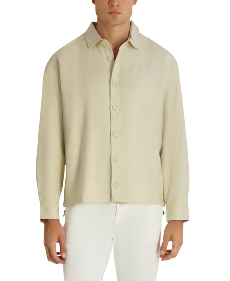 Men's Relaxed-Fit Linen-Blend Shirt Jacket