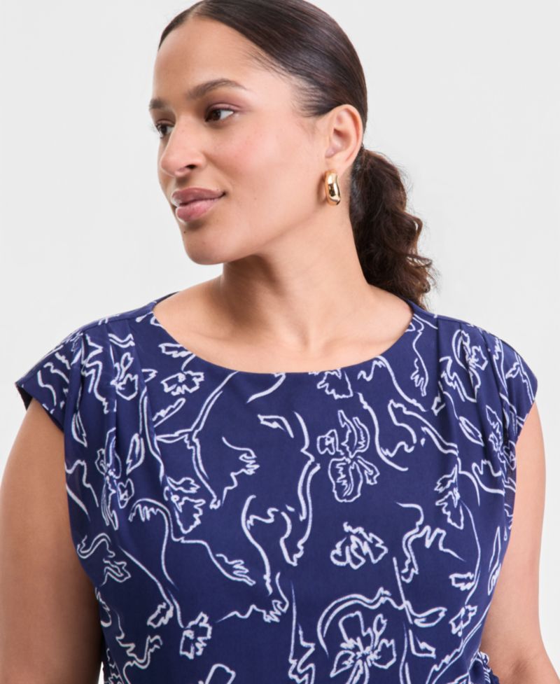 I.N.C. International Concepts Women's Sleeveless Printed Mesh Top