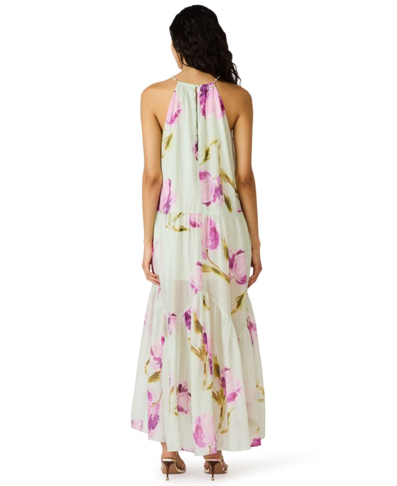 Jamie Floral-Print Halter Tiered Dress