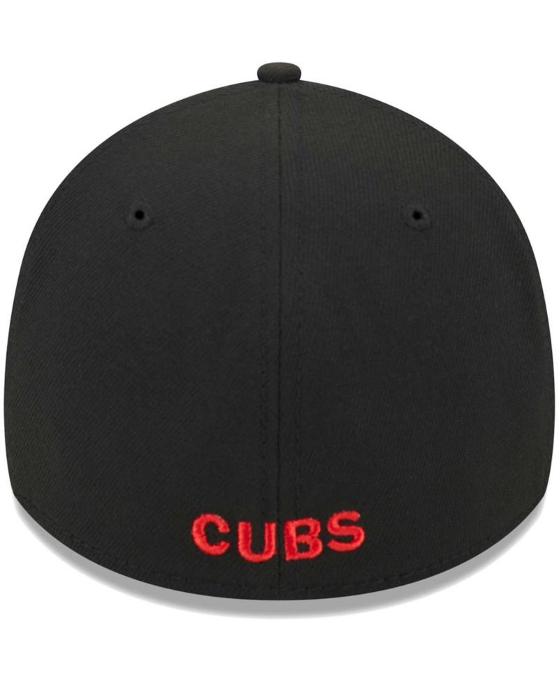 Men's Black Chicago Cubs Logo 39THIRTY Flex Hat