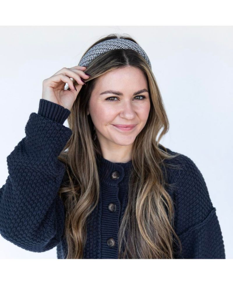 Women's Classic Padded Tweed Headband - Black Ivory