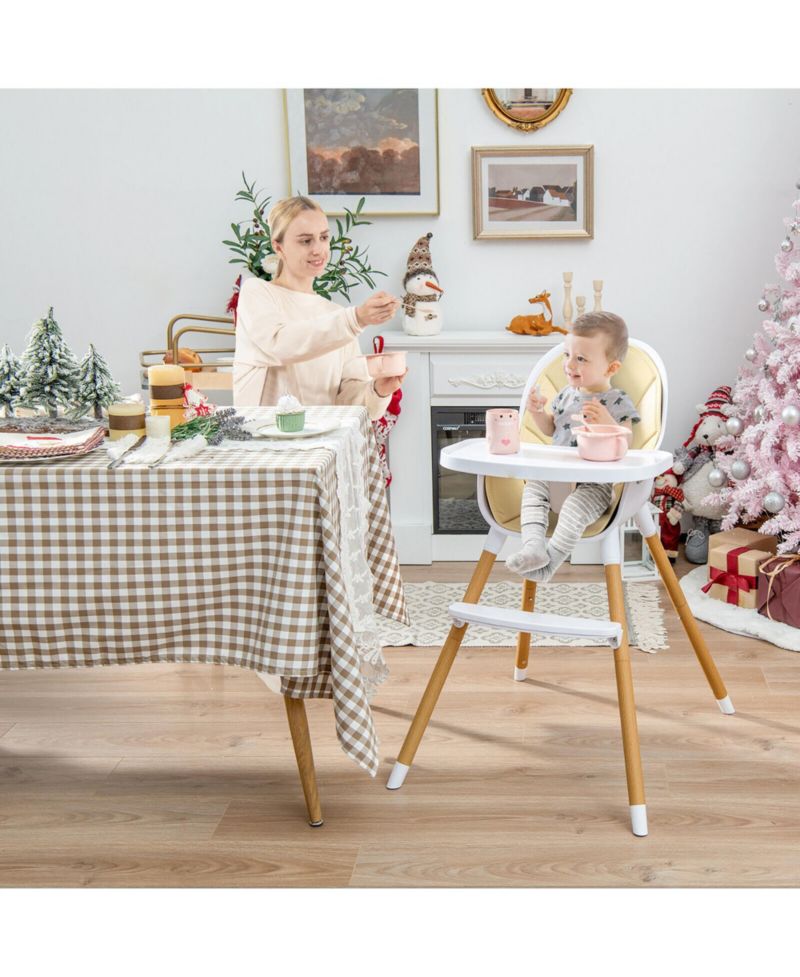 4-in-1 Convertible Baby High Chair Infant Feeding Chair w/Adjustable Tray