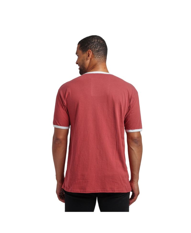 Men's Dr Pepper Logo Crew Neck Short Sleeve Red Ringer Tee -Large
