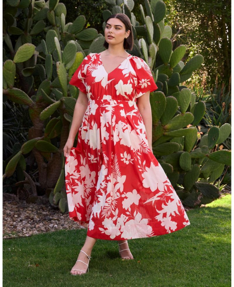 Plus size Solstice Floral Pleated Empire-Waist Maxi Dress