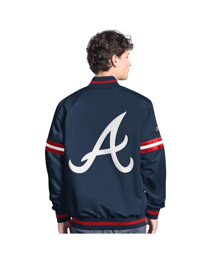 Men's Navy Atlanta Braves Scout Full-Snap Varsity Jacket