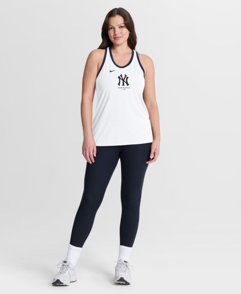 Women's White New York Yankees Tri-Blend Dri-FIT Racerback Tank Top