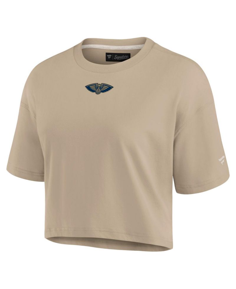Women's Khaki New Orleans Pelicans Elements Super Soft Boxy Cropped T-Shirt
