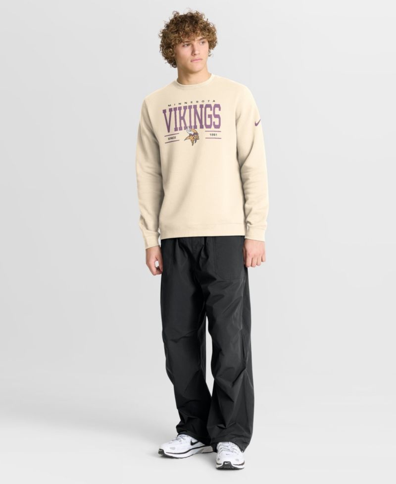 Men's Minnesota Vikings Club Crewneck Brushed-back Fleece Sweatshirt