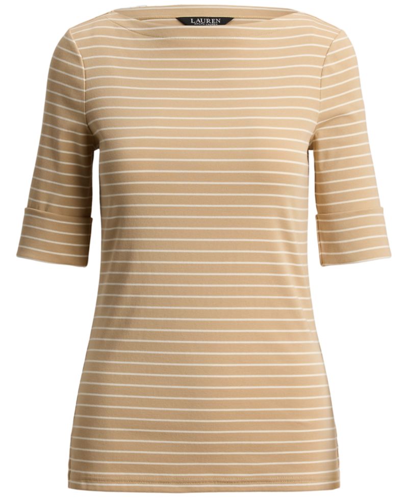 Women's Striped Boat Neck Top