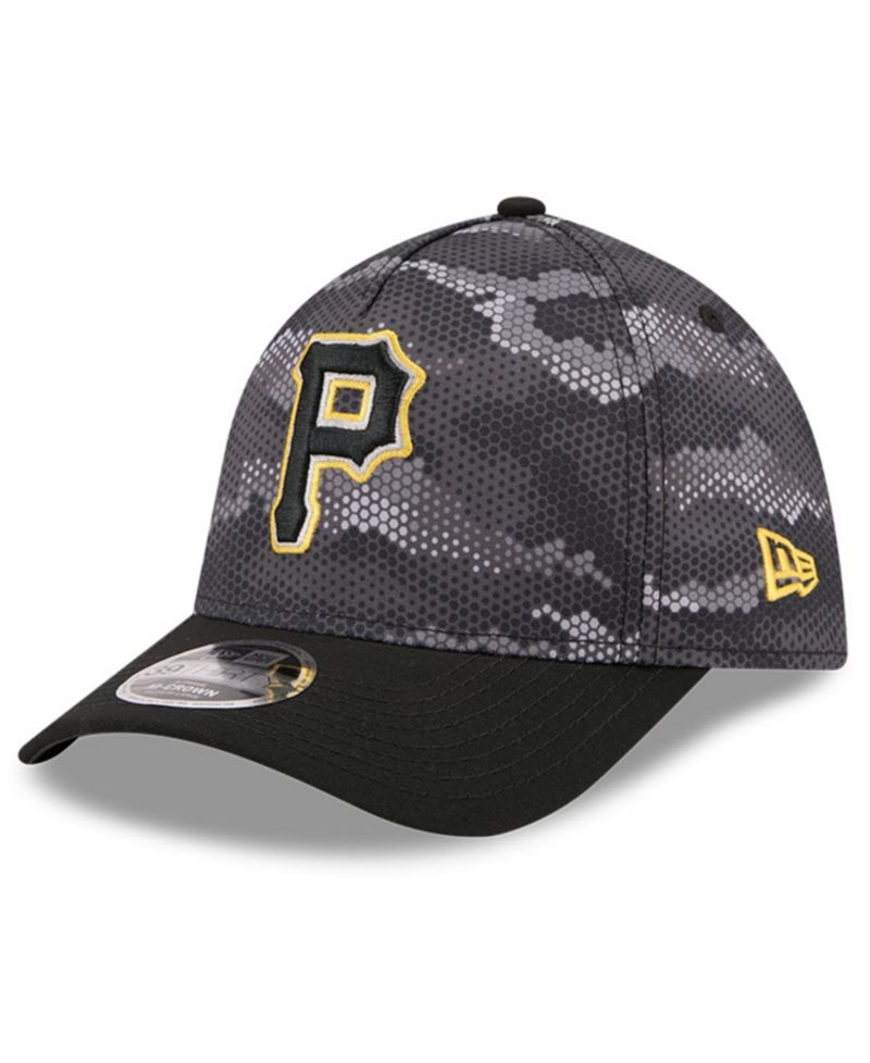Men's Black Pittsburgh Pirates Camo 39THIRTY A-Frame Flex Hat
