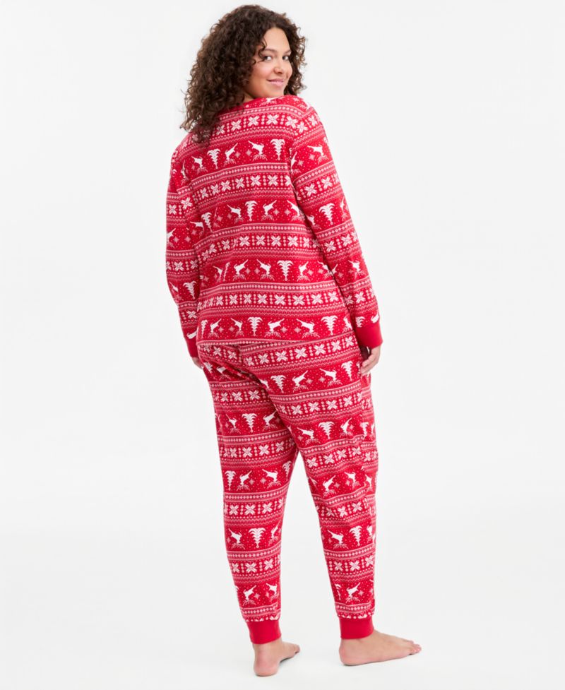 Plus Size Deer Fairisle Cotton Pajama Set